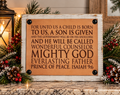 "For Unto Us a Child is Born" Leather Block Sign