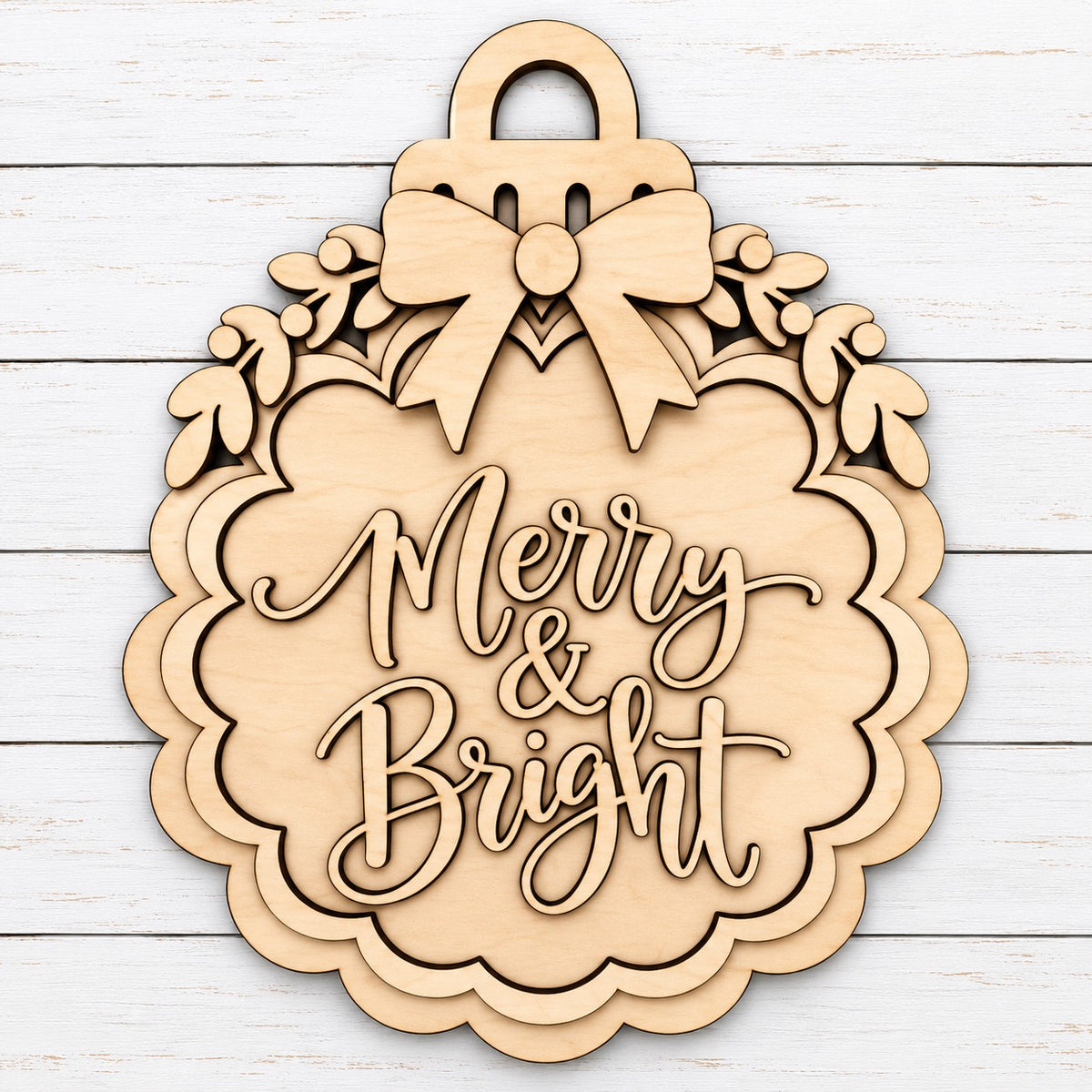 Merry & Bright Ornament Sign 16.5"