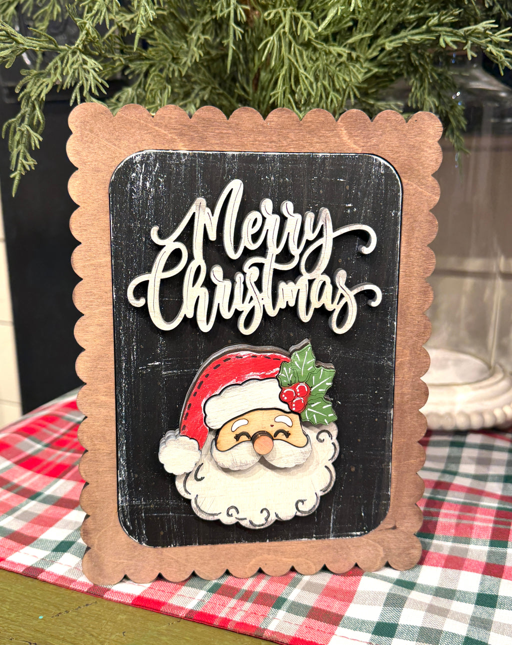 Merry Christmas Santa Head Interchangeable Sign 8.5"
